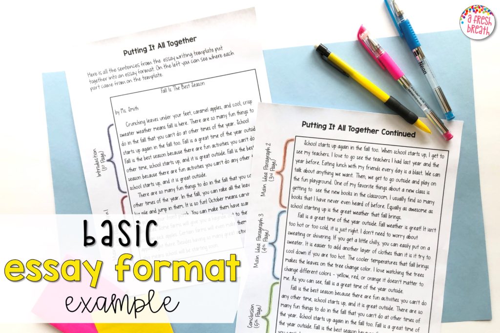 Check out this basic essay format example where you’ll see all 5 of the paragraphs that make up one complete essay.