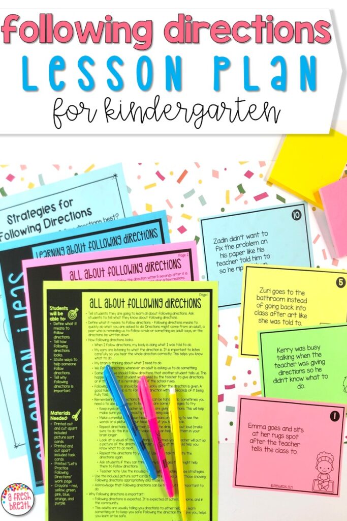 For a helpful direct instruction following directions lesson plan for kindergarten students, check this resource out.