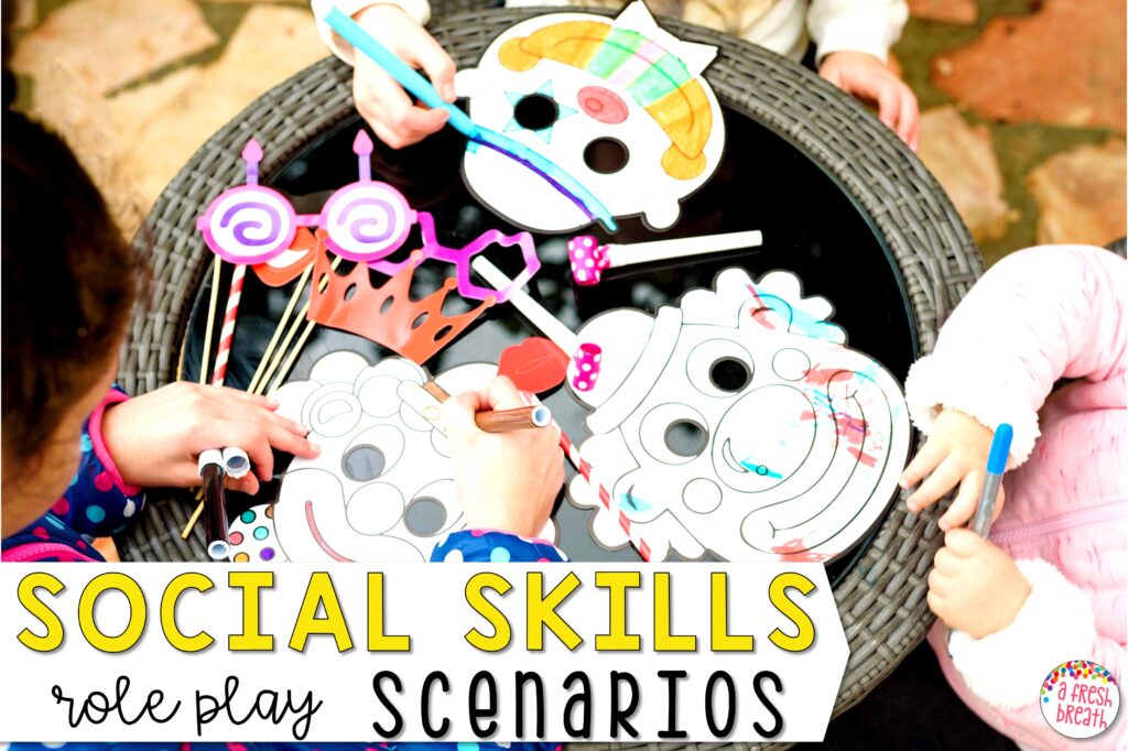 Using social skills role play scenarios is an ideal way to practice basic social skills; check out other ideas in these posts